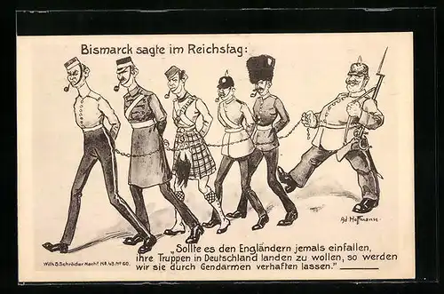 Künstler-AK Ad. Hoffmann: Bismarck sagte im Reichstag Sollte es den Engländern jemals einfallen...