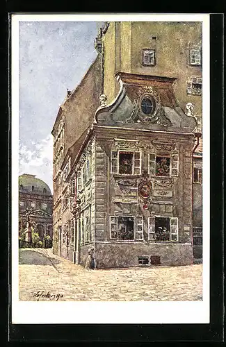 Künstler-AK E.F. Hofecker: Wien, Schottenbastei mit Strassenpartie