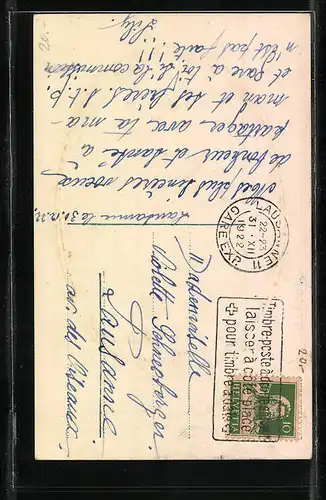 AK Mädchen mit Blumen zu Neujahr, Bonne Année