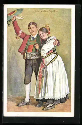 AK Italienisches Paar in Trachtenkleidung
