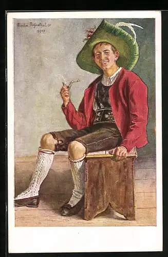 AK Junger Bursche mit Pfeife in italienischer Tracht