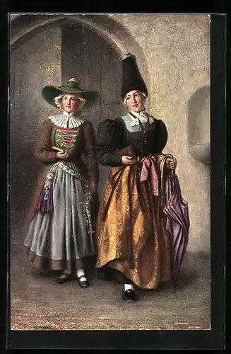 AK Tiroler Frauen in Tracht aus dem Grödnertal
