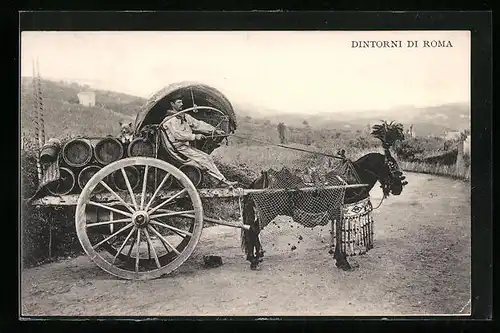 AK Dintorni di Roma, Italienischer Weinbauer mit Kutsche