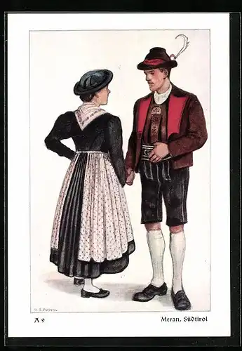 AK Südtiroler Paar in Meraner Tracht