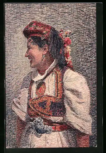 AK Frau mit Kopfschmuck und Tracht aus Bosnien und Hercegovina