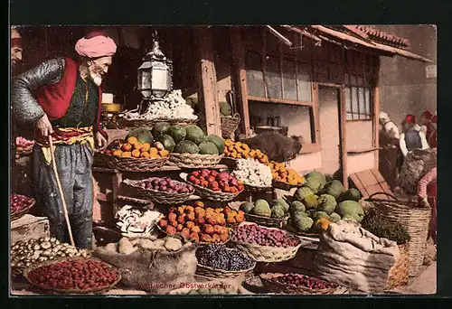 AK Bosnischer Obstverkäufer auf dem Markt