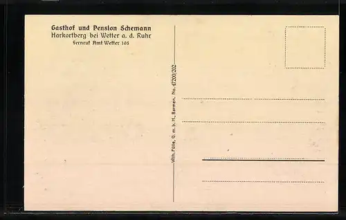 AK Harkortberg bei Wetter a. d. Ruhr, Gasthif-Pension Schemann