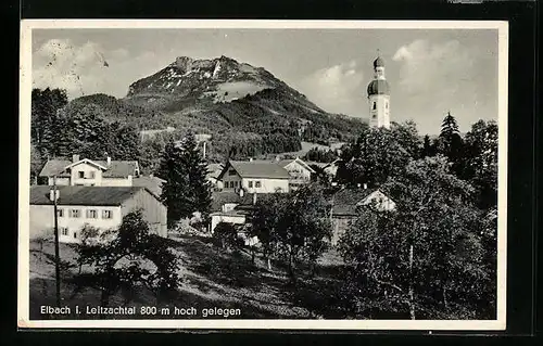 AK Elbach i. Leitzachtal, Teilansicht mit Kirchturm