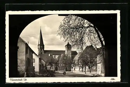 AK Münnerstadt / Ufr., Durchblick auf Marktplatz und Kirche