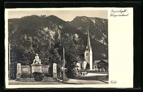 AK Bayrischzell, Kriegerdenkmal und Kirche