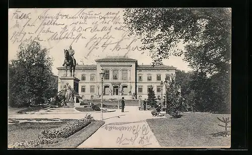 AK Kiel, Universität und Kaiser Wilhelm-Denkmal