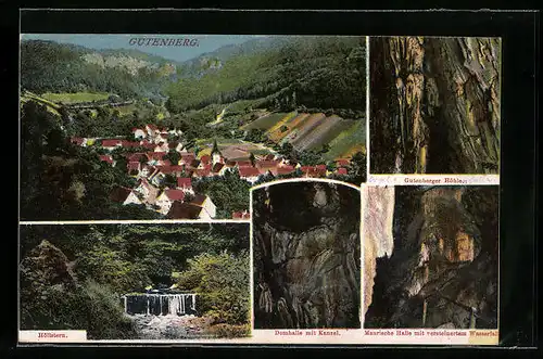 AK Gutenberg, Gesamtansicht, Höhle, Domhalle mit Kanzel, Maurische Halle