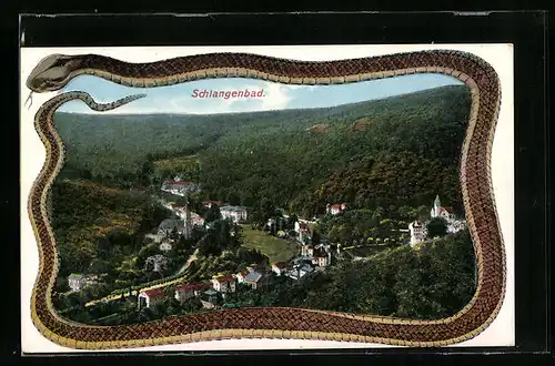 Passepartout-AK Schlangenbad, Gesamtansicht