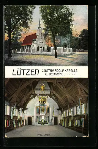 AK Lützen, Gustav Adolf-Kapelle und Denkmal