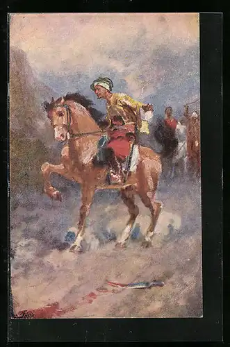 Künstler-AK Asijski Turcia, Reiter in jugoslawischer Tracht