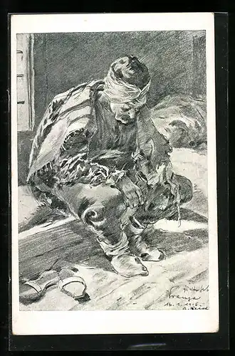 Künstler-AK Alter Serbe in Tracht