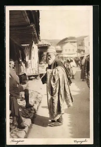 AK Sarajevo, Mann mit Bart in Tracht