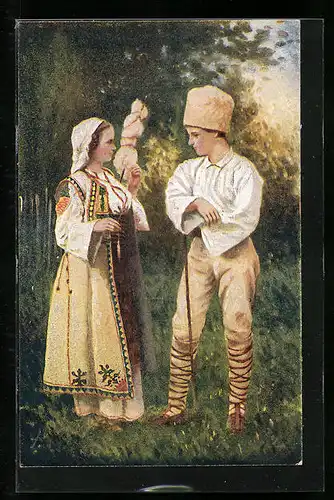 AK Junges Paar in Jugoslawischer Tracht
