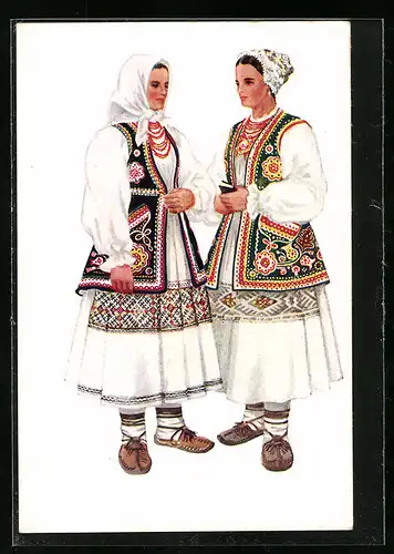 AK Zwei Frauen in Kroatischer Tracht aus Vugrovec