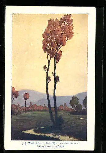 Künstler-AK Hansi: Les deux arbres