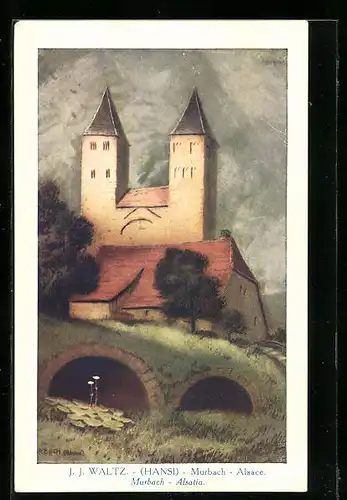 Künstler-AK Hansi: Murbach, Alsace