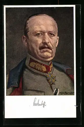 Künstler-AK Portrait von Generalleutnant Erich von Ludendorff