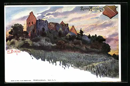 Künstler-AK Carl Biese: Ruine Hochburg