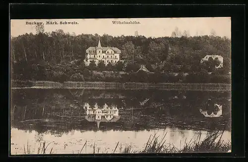 AK Buckow /Märk. Schweiz, Wilhelmshöhe übers Wasser gesehen