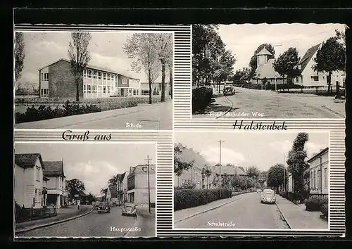 AK Halstenbek, Schule, Hauptstrasse und Schulstrasse