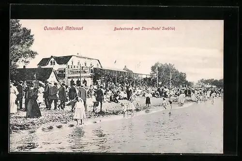 AK Möltenort, Badestrand mit Strandhotel Seeblick