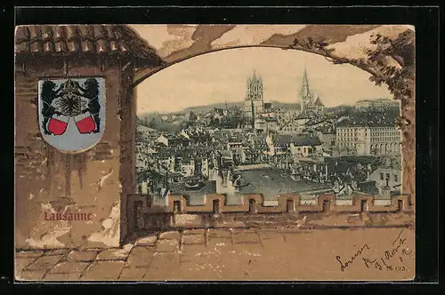 AK Lausanne, Teilansicht, Wappen