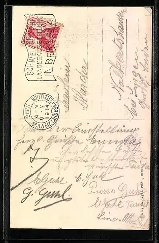 AK Bern, Hôtel Bristol mit Strassenpartie