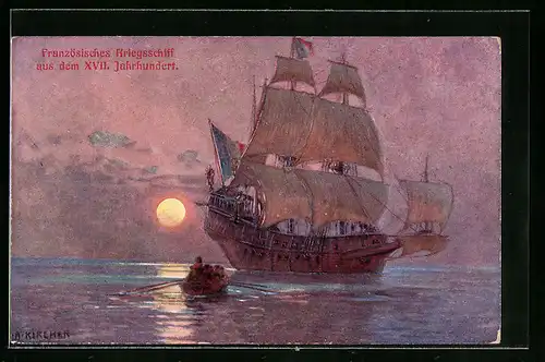 Künstler-AK Alexander Kircher: Französisches Kriegsschiff aus dem XVII. Jahrhundert