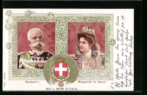 Künstler-AK Humbert I. & Marguerite de Savoie, Roi et Reine d`Italie