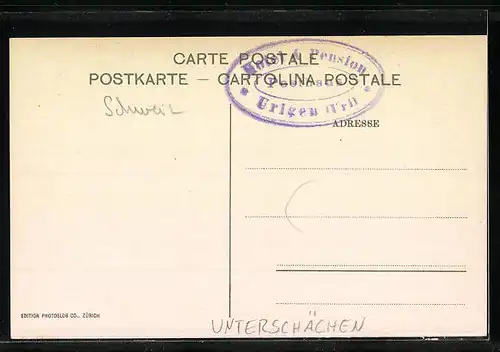 AK Unterschächen, Hotel und Pension Posthaus Urigen, Klausenstrasse
