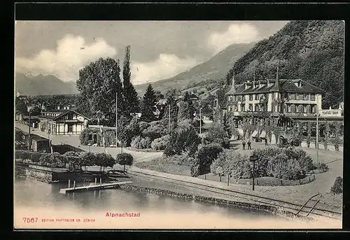 AK Alpnachstad, Hotel Restaurant Pension Pilatus, Flusspartie im Ort