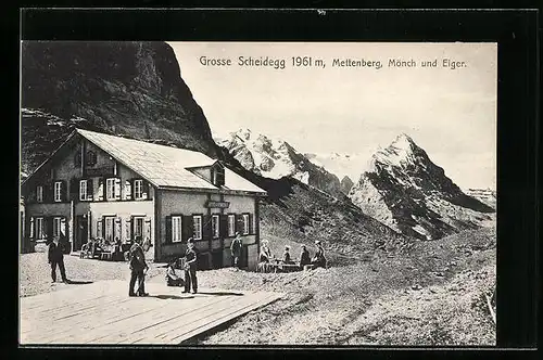 AK Grosse Scheidegg, Hotel Grosse Scheidegg, Mönch und Eiger