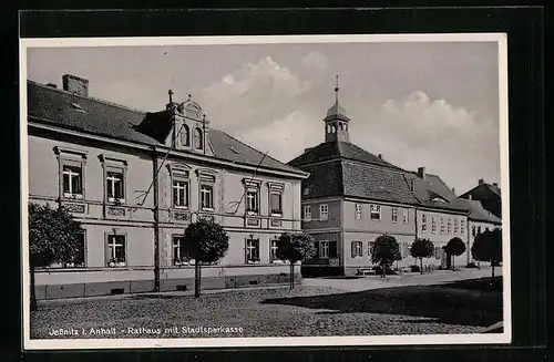 AK Jessnitz i. Anhalt, Rathaus mit Stadtsparkasse