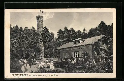 AK Fremersberg b. Baden-Baden, Wirtschaft Turm Fremersberg, Gasthaus