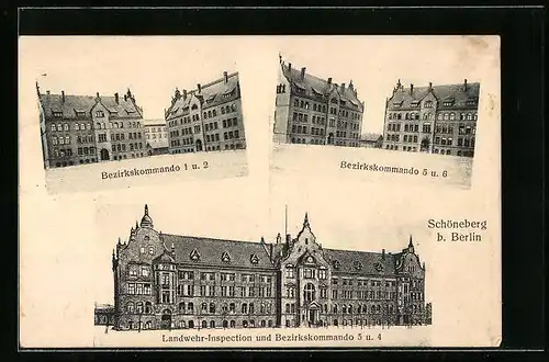 AK Schöneberg b. Berlin, Bezirkskommando 1 - 6, Landwehr-Inspection, Kaserne