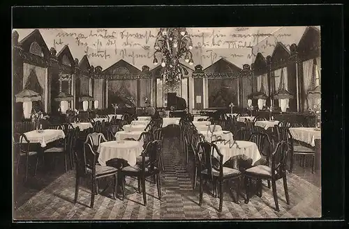 AK Halle a. S., Café Bauer, Innenansicht