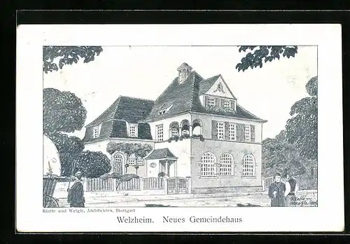 Künstler-AK Welzheim, Neues Gemeindehaus
