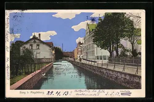 AK Burg b. Magdeburg, Partie an der Ihle