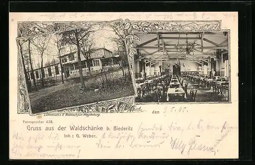 AK Biederitz, Gruss aus der Waldschänke, Inh. G. Weber