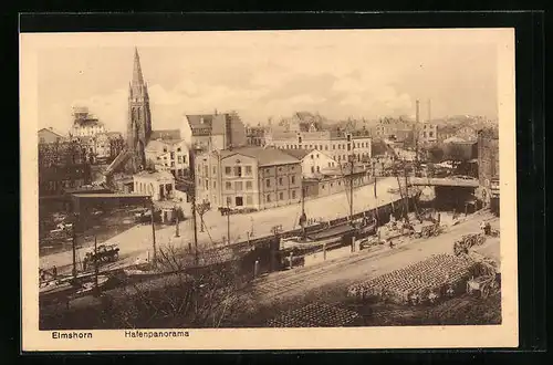 AK Elmshorn, Hafenpanorama mit Kirche