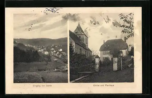 AK Dahle, Eingang, Kirche und Pfarrhaus