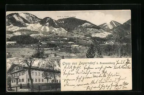 AK Degerndorf b. Brannenburg, Gasthaus zur Post, Aussicht vom Gasthaus