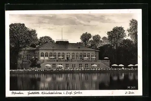AK München-Schwabing, Gaststätte Kleinhesselohersee im Englischen Garten