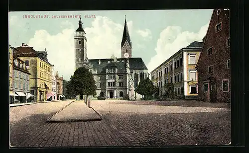 AK Ingolstadt, Gouvernements-Platz mit Kirche