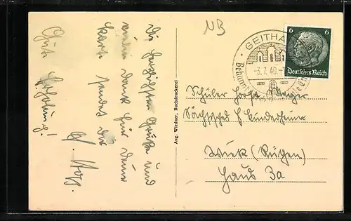 AK Geithain i. Sa., Markt mit Geschäften und Amtsgericht